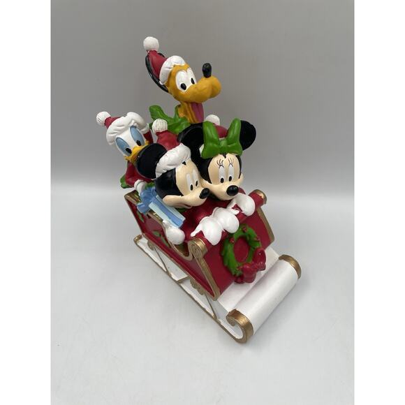 NEW Disney Mickey & Minnie Donald Pluto Christmas Sleigh Figure NEW - Picture 2 of 9